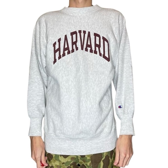 Champion Reverse Weave HARVARD Gray Heathered Crew Neck Sweatshirt Men’s Medium - Picture 3 of 10